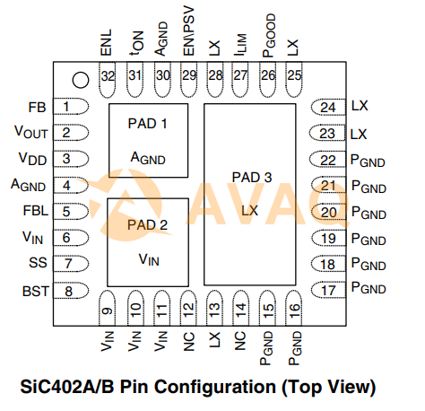 SIC402BCD-T1-GE3  pin out
